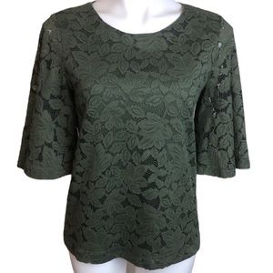 EUC | Banana Republic | Olive Green Lace Top | Size Small